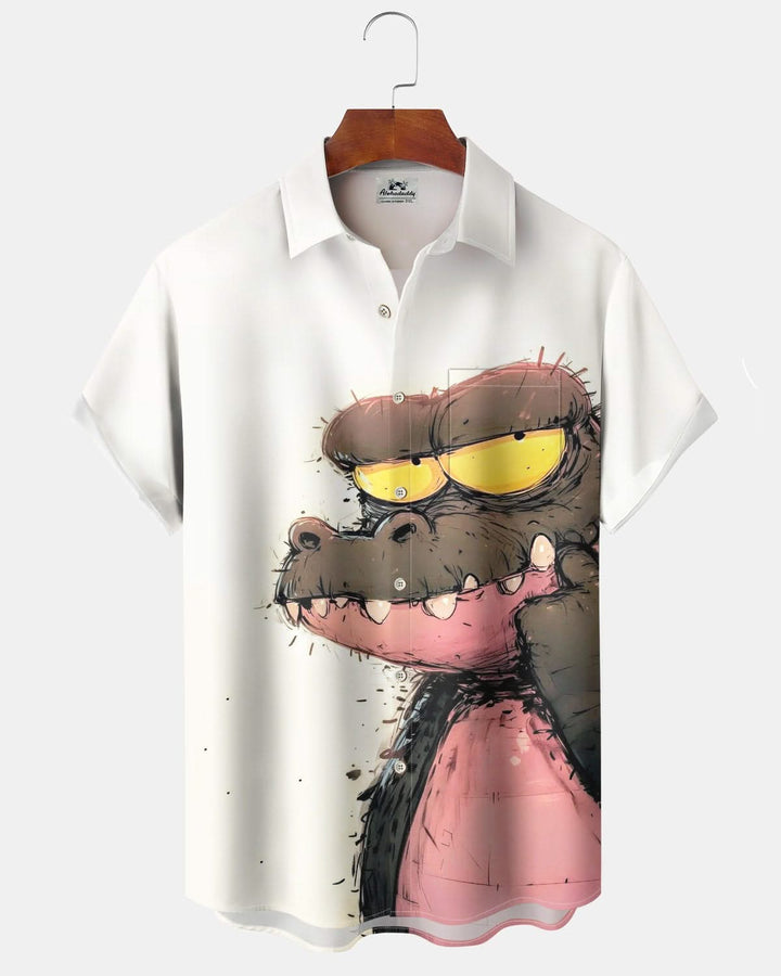 Alohadaddy® Casual Fun Crocodile Print Pocket Button Men&