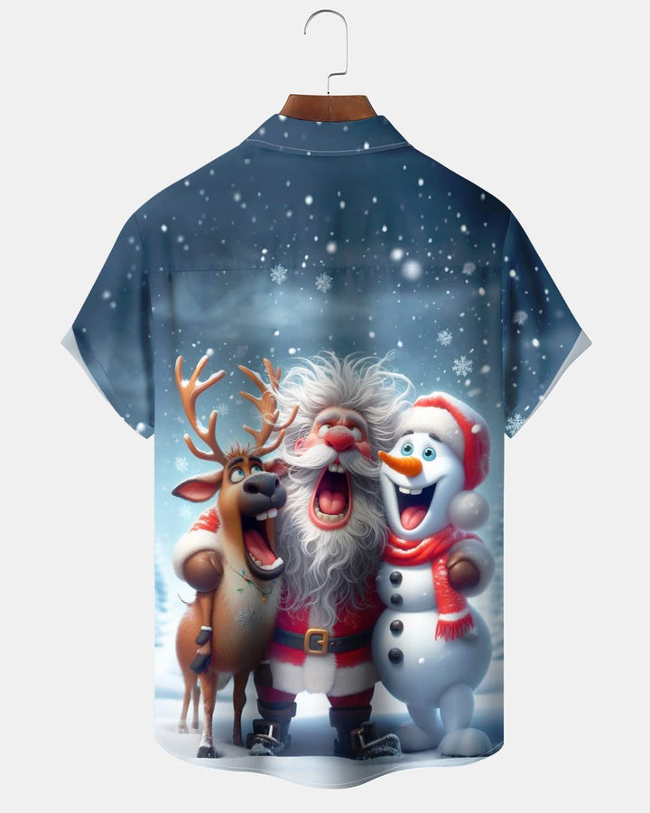 Alohadaddy® Christmas Santa Claus Cartoon Print Pocket Elastic Button Men&