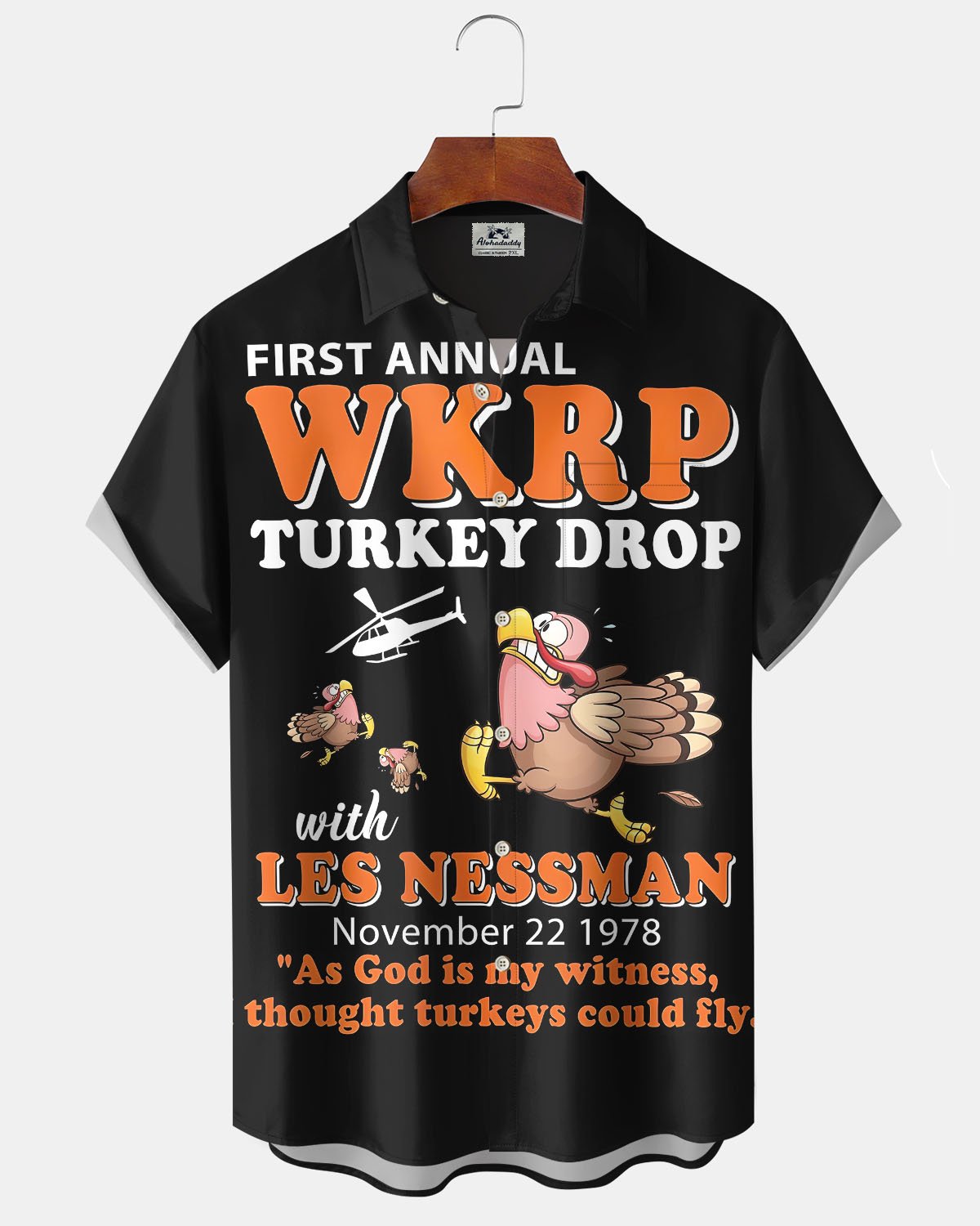 Alohadaddy® Vintage Turkey Easter Letter Print Art Stretch Button Pocket Men's Short Sleeve Shirt Big & Tall