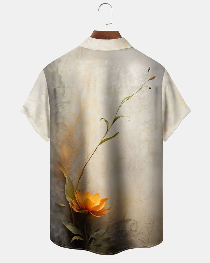 Alohadaddy® Vintage Lotus Print Art Pocket Stretch Men&