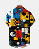 Alohadaddy® Retro Geometric Print Art Pocket Button Stretch Men's Short-Sleeve Shirt Big & Tall