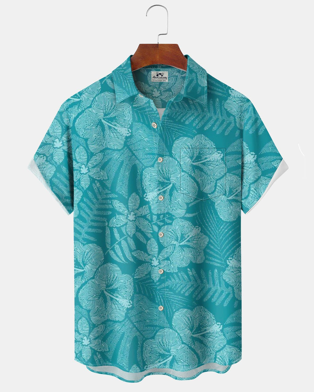 Alohadaddy® Hawaiian Floral Print Art Button-Down Pocket Men&