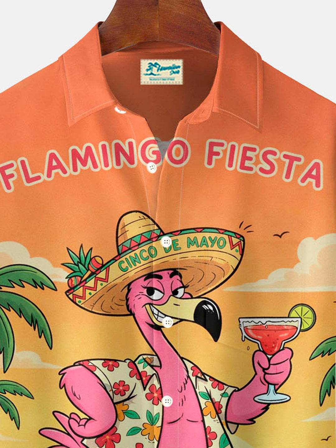 Alohadaddy® Hawaii Flamingo Beer Cigar Cinco de Mayo Print Men&