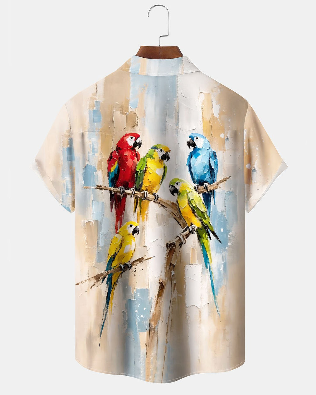 Alohadaddy® Hawaiian Parrot Print Art Button Pocket Cardigan Men&