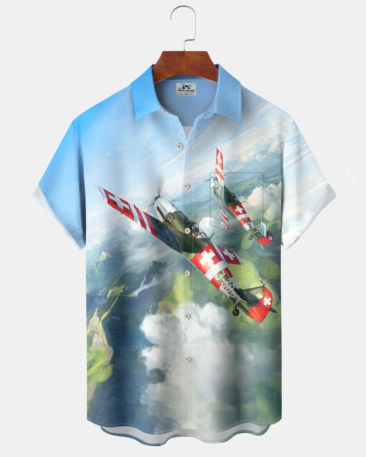 Alohadaddy® Casual Fighter Print Art Button Pocket Cardigan Men&