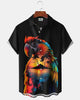 Alohadaddy® Hawaiian Parrot Print Art Button Pocket Cardigan Men's Short Sleeve Shirt Big & Tall
