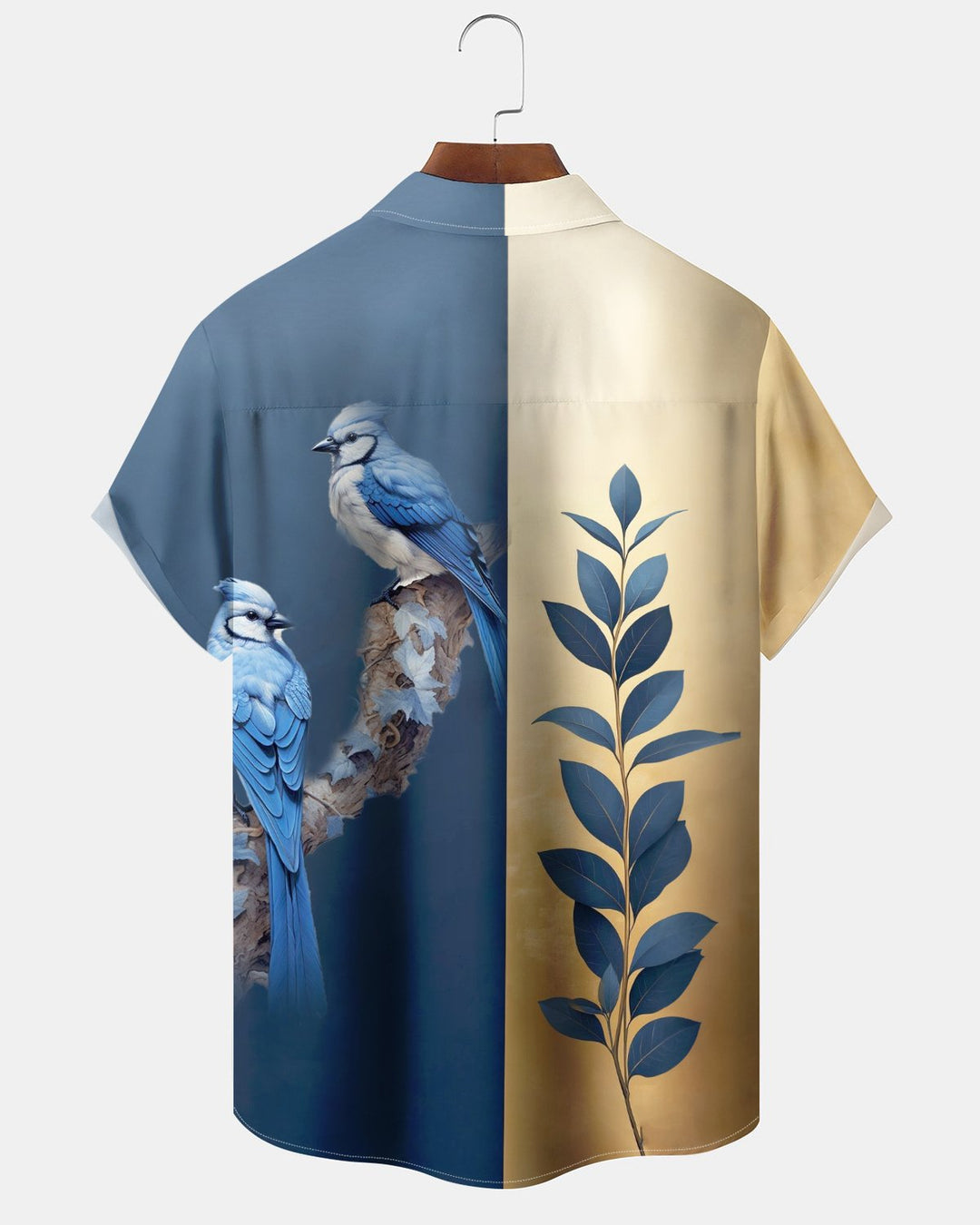 Alohadaddy® Hawaiian Leaf Print Art Button Pocket Cardigan Men&
