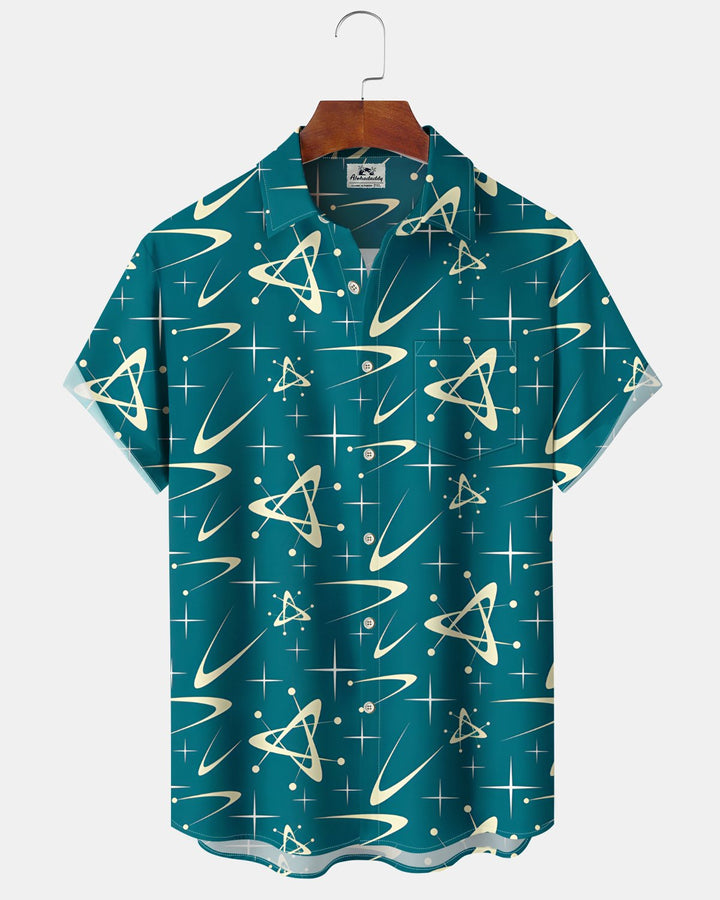 Alohadaddy® Casual Geometric Print Art Button Pocket Cardigan Men&