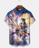 Alohadaddy® Vintage Skull Print Art Button Pocket Cardigan Men's Short Sleeve Shirt