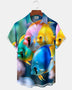 Alohadaddy® Hawaiian Fish Print Art Button Pocket Cardigan Men's Short Sleeve Shirt