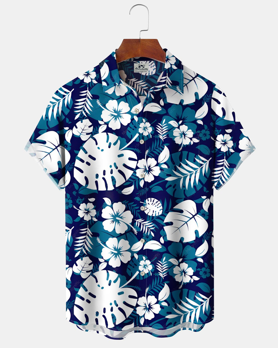 Alohadaddy® Hawaiian Palm Leaf Print Art Button Pocket Cardigan Men&