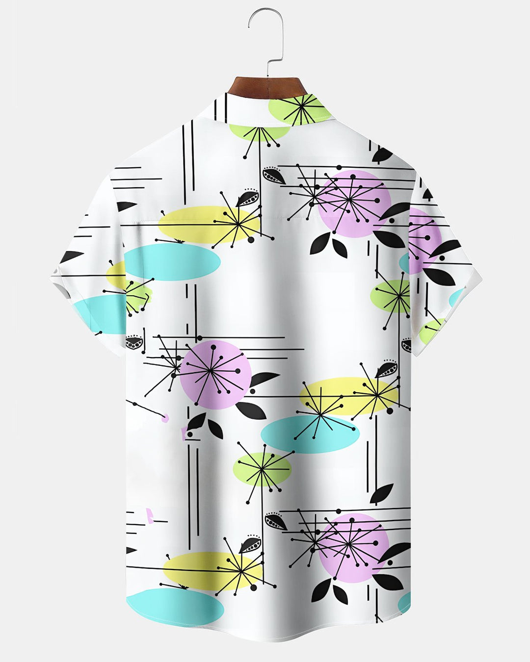 Alohadaddy® Retro Geometric Print Art Button Pocket Men&