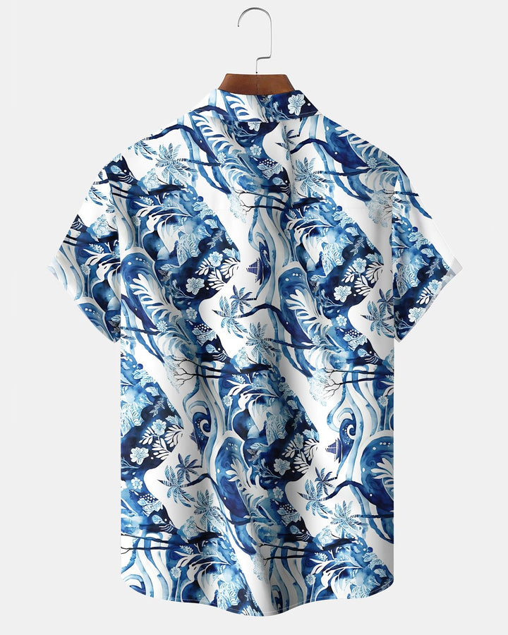 Alohadaddy® Hawaii Palm Tree Print Button-Down Shirt  Men&