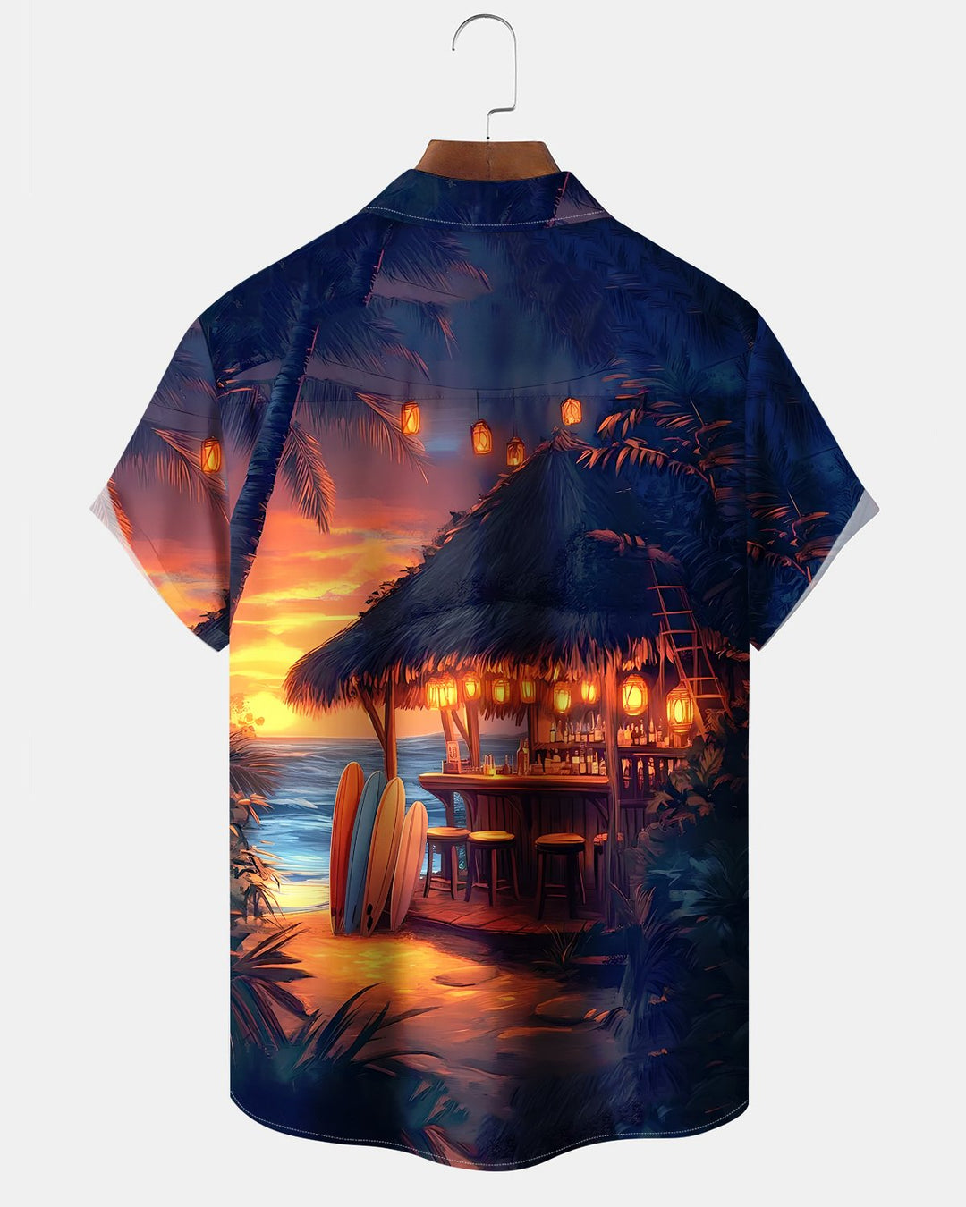 Alohadaddy® Hawaiian Beach Vacation Print Art Button Pocket Cardigan Men&
