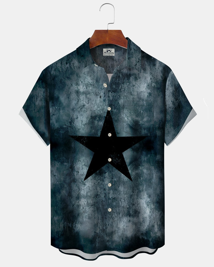 Alohadaddy® Vintage Star Print Art Button Cardigan Pocket Men&