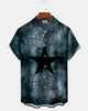Alohadaddy® Vintage Star Print Art Button Cardigan Pocket Men's Short-Sleeve Shirt