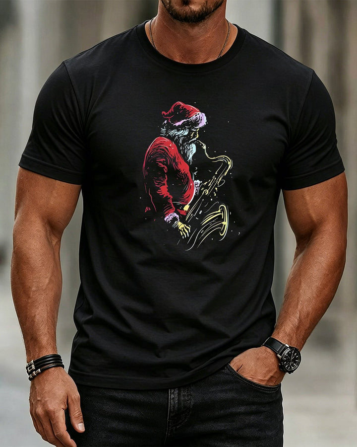 Alohadaddy® Holiday Christmas Print Crew Neck Short-Sleeve T-Shirt