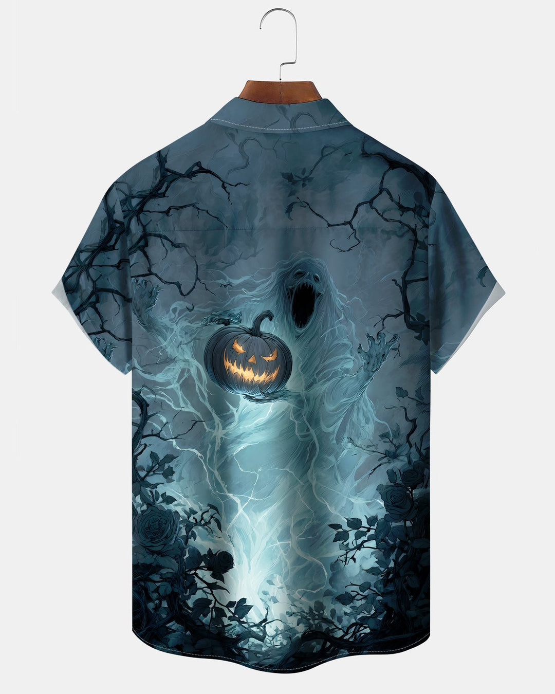 Alohadaddy® Holiday/Halloween Print Button-Down Short-Sleeve Shirt with Pocket