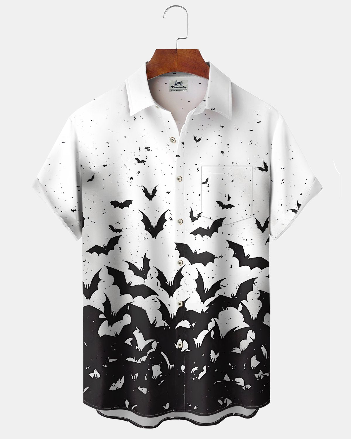 Alohadaddy® Men's Casual Short-Sleeve Button-Down Shirt with Halloween Graphic Print and Pocket