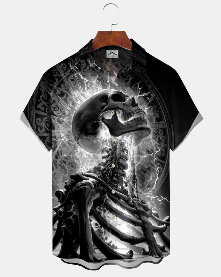 Alohadaddy® Holiday Halloween Graphic Print Button-Down Pocket Cardigan-Style Men&