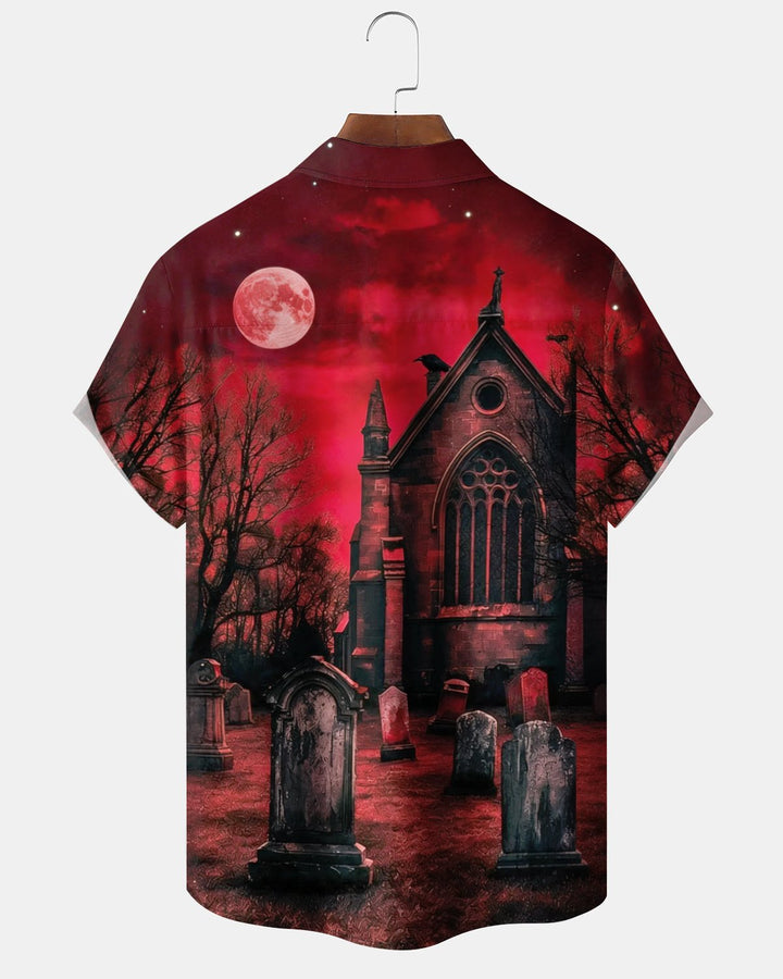 Alohadaddy® Holiday Halloween Graphic Print Button-Down Pocket Cardigan-Style Men&