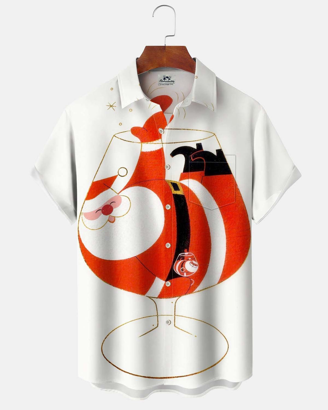 Alohadaddy® Men’s Short-Sleeve Casual Button-Down Shirt  Christmas-Themed Graphic Print with Pocket