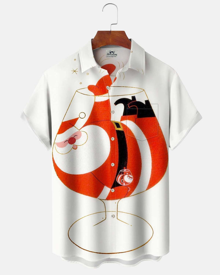 Alohadaddy® Men’s Short-Sleeve Casual Button-Down Shirt  Christmas-Themed Graphic Print with Pocket