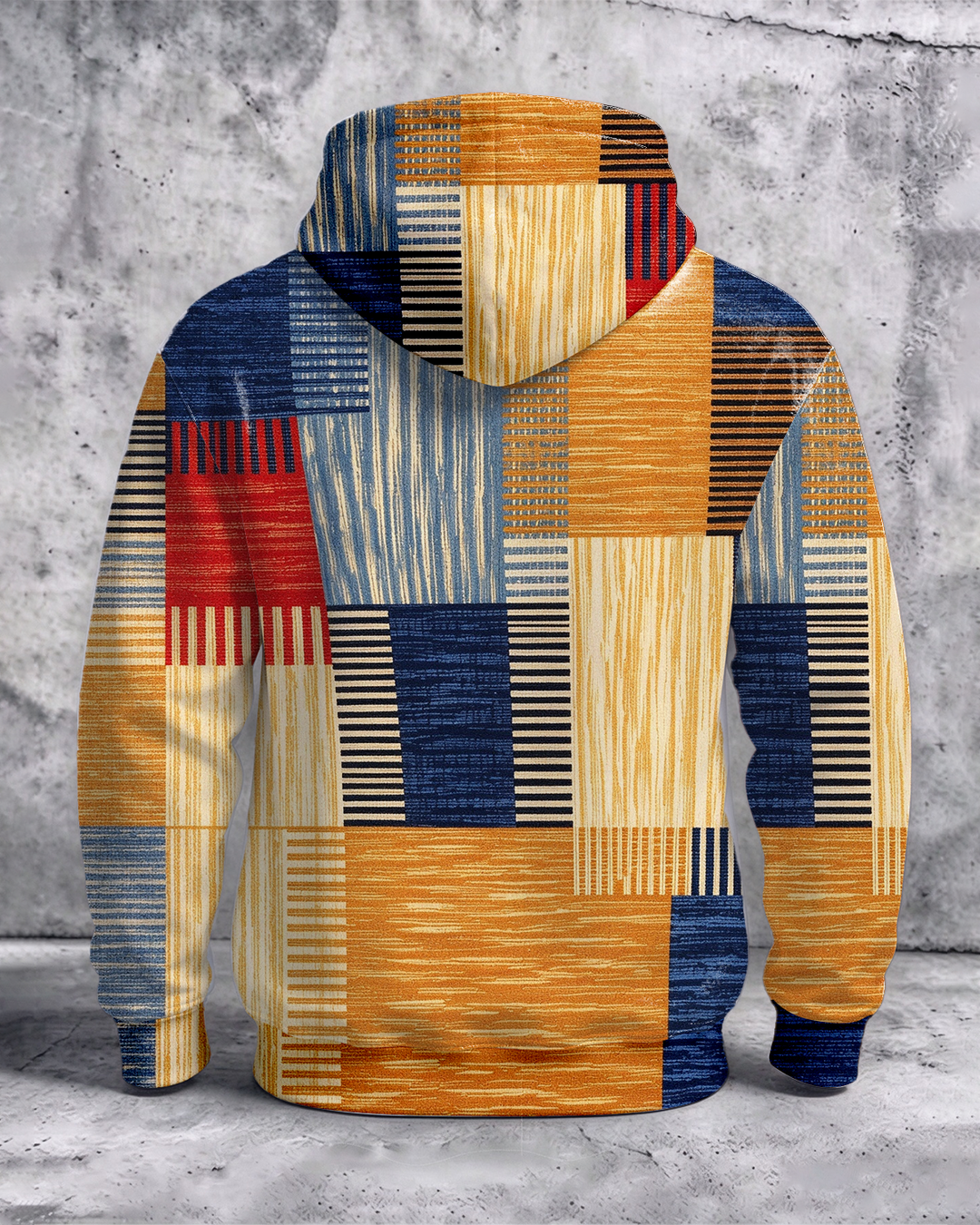 Alohadaddy® Men’s Abstract Checkered Print Pullover Hoodie