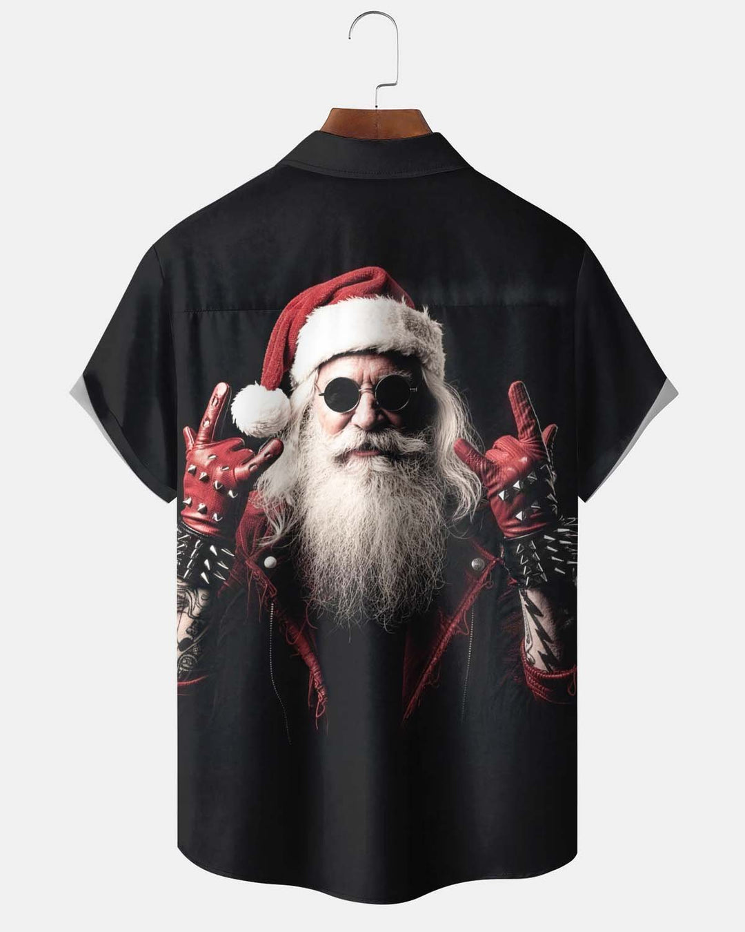 Alohadaddy® Holiday/Christmas Print Button-Down Short-Sleeve Men’s Cardigan Shirt with Pocket