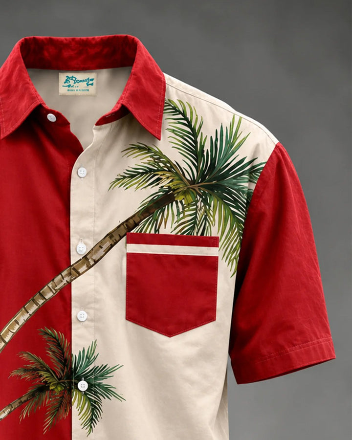 Alohadaddy® Holiday Retro Christmas Palm Tree Santa Claus Print Men&