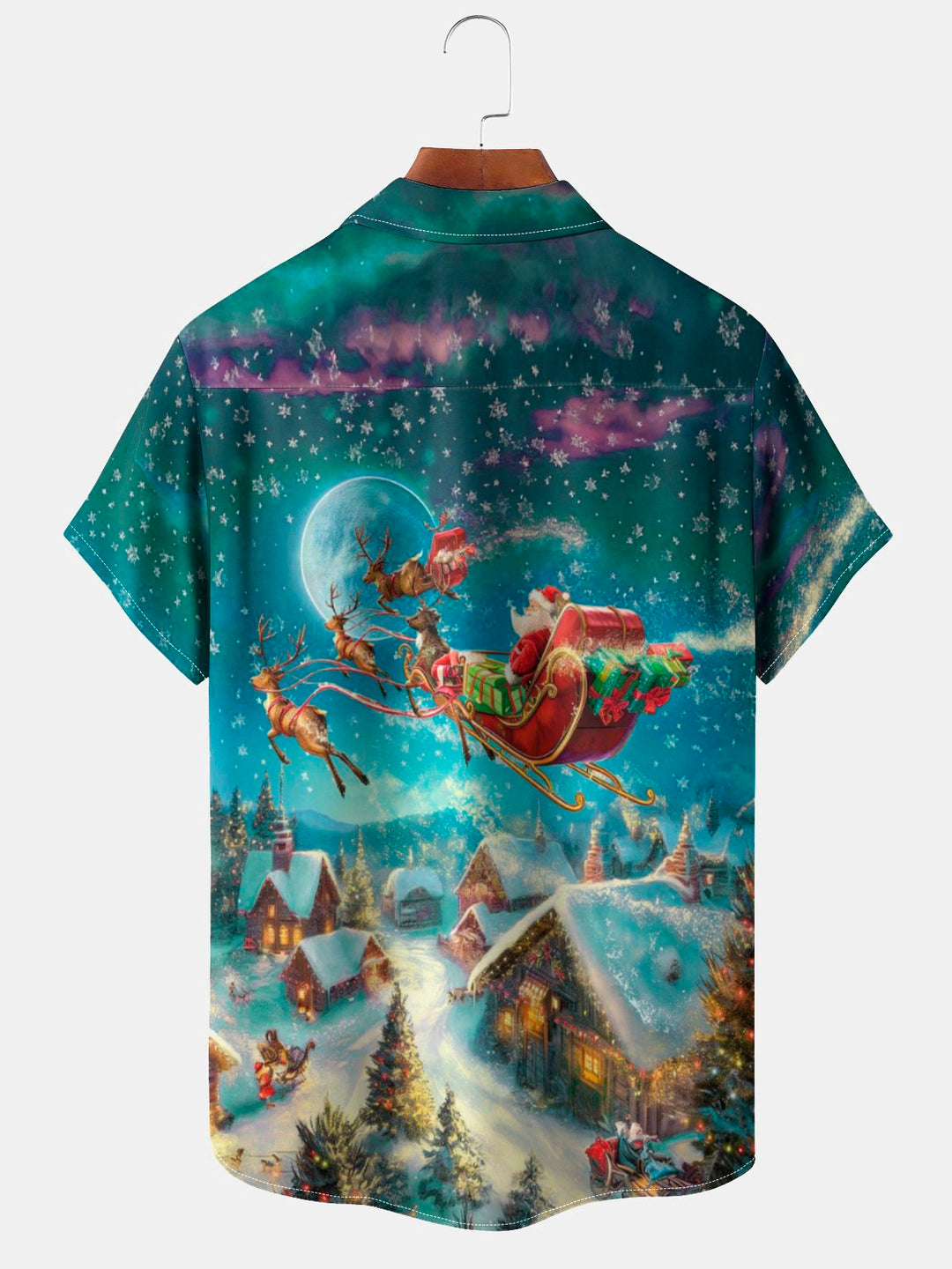 Chemise à manches courtes avec poche boutonnée pour homme Alohadaddy Christmas Santa 3D Digital Print Big &amp;amp; Tall