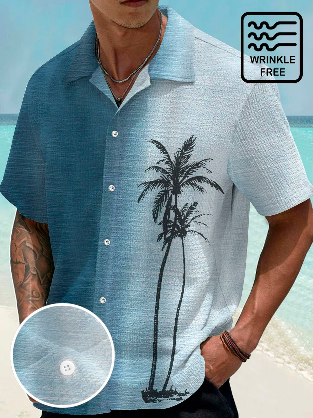 Chemise à manches courtes et poches boutonnées pour homme avec dégradé de cocotiers hawaïens Alohadaddy, impression numérique 3D, grandes et grandes tailles