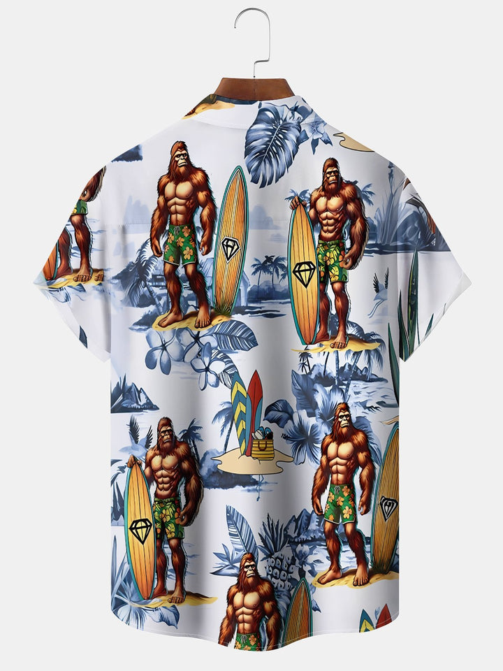 Alohadaddy Hawaii  Bigfoot Print Art Buttons Stretch Large Size Men&