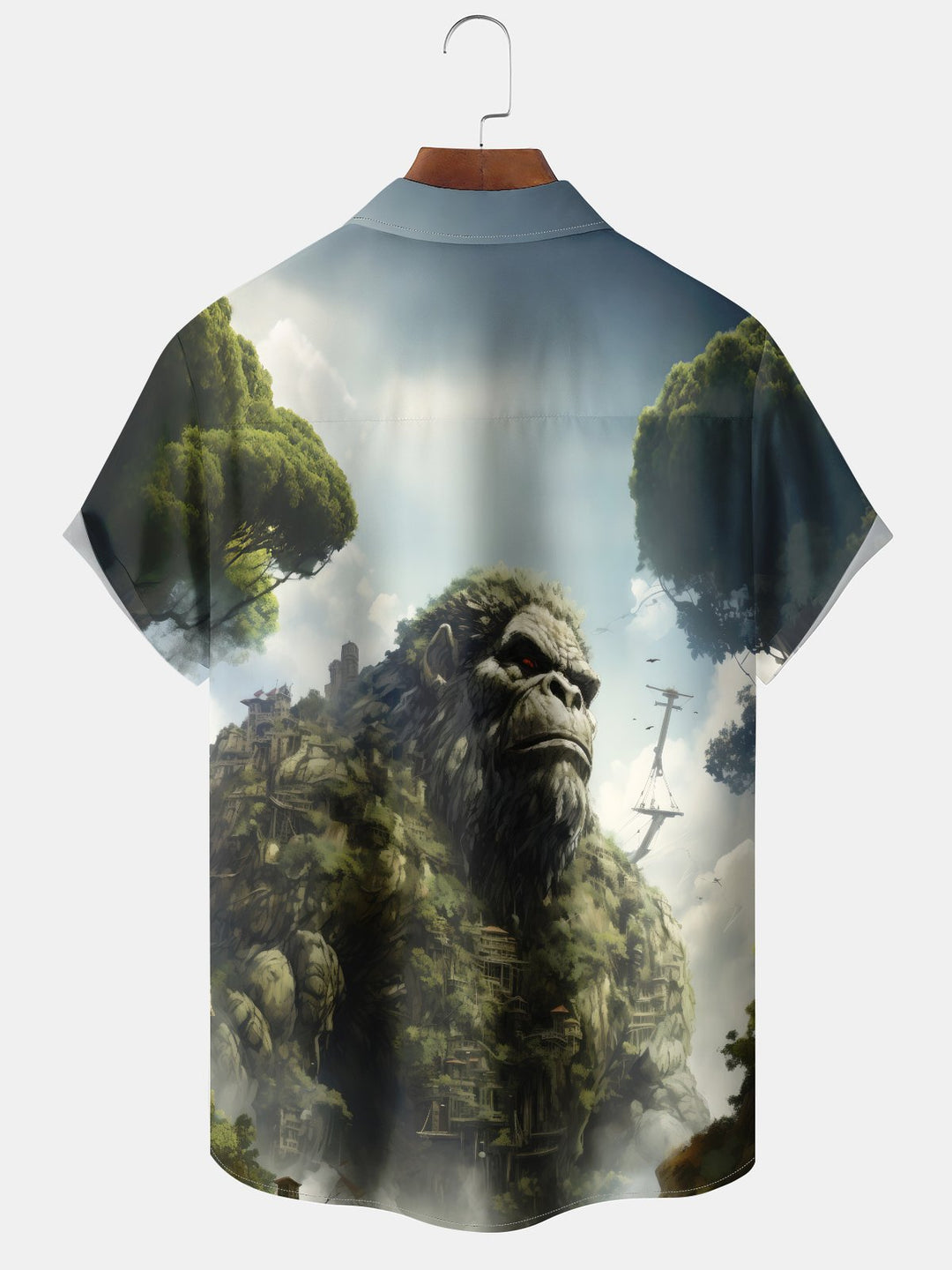 Alohadaddy Hawaii Bigfoot Casual Print Art Button Cardigan Pockets Stretch Large Size Short Sleeve Shirt