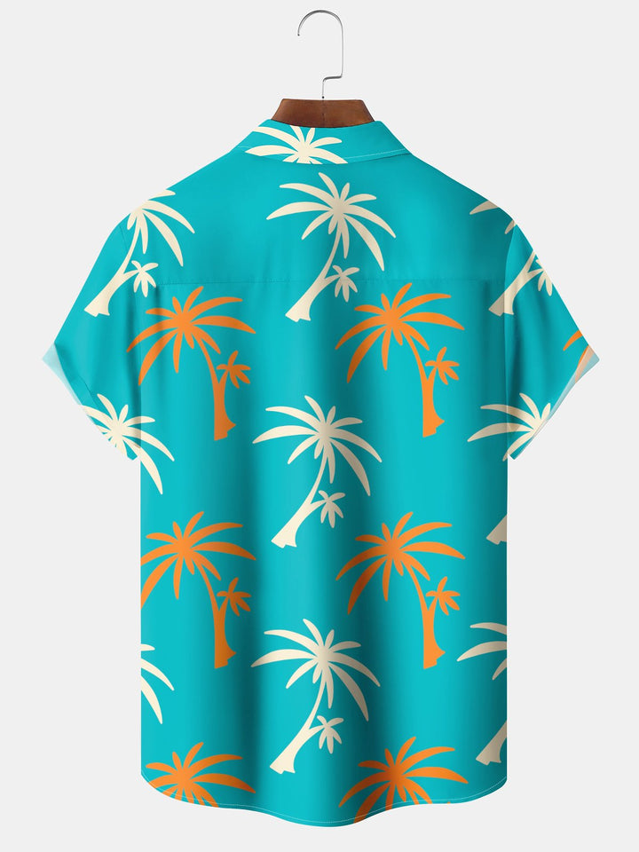 Alohadaddy Hawaiian Palm Trees Art Print Button Cardigan Pockets Large Size Long Short Sleeve Polyester Shirt