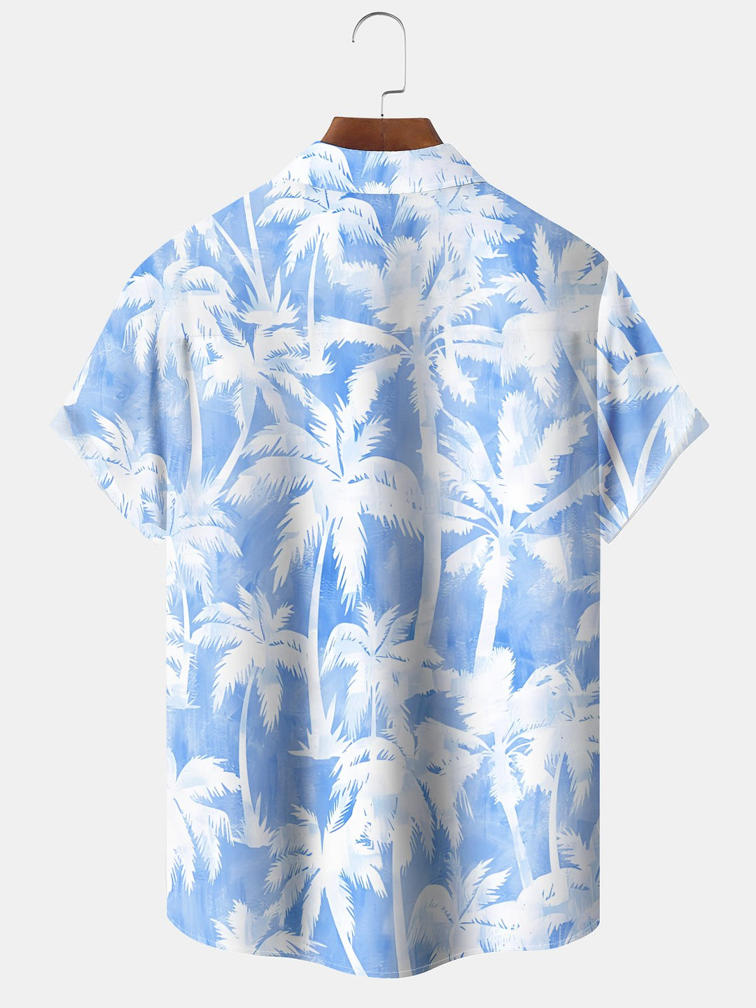 Alohadaddy Casual Collection Everyday Hawaii Palm Trees Art Print Button Cardigan Pocket Polyester Stretch Short Sleeve Shirt