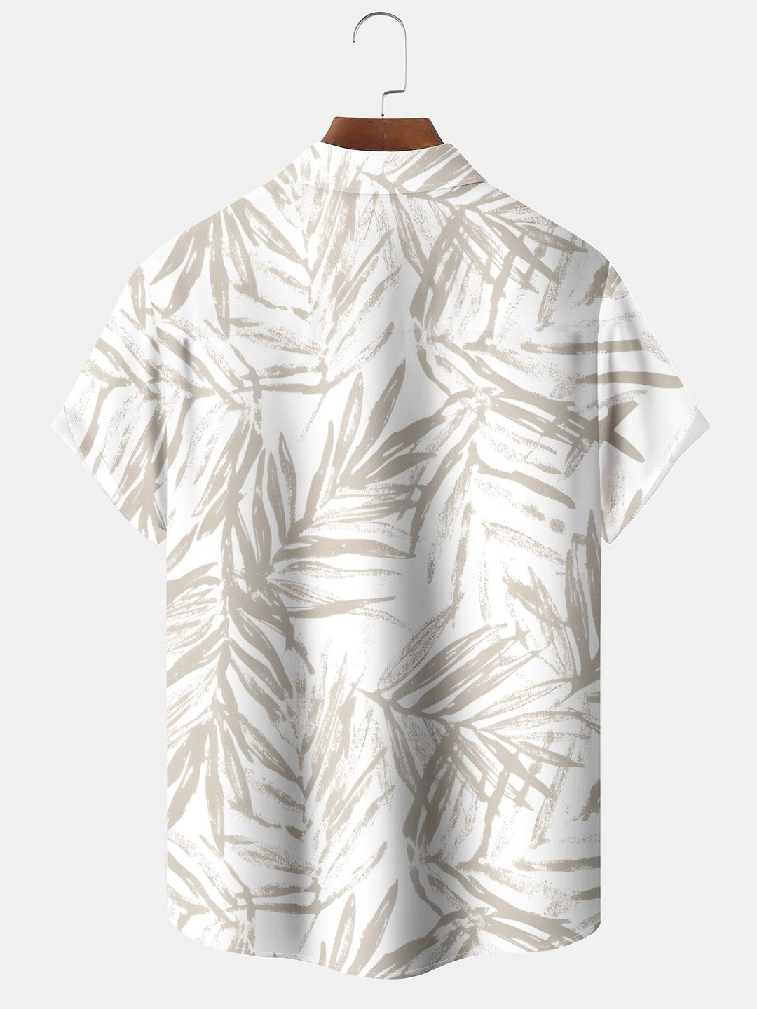 Alohadaddy Moisture Wicking Palm Leaf Art Print Stretch Oversized Chest Pocket Short Sleeve Shirt