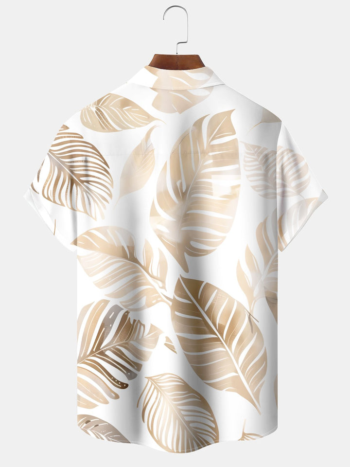 Alohadaddy® Palm Leaf Art Print Pockets Elastic Hawaiian Men&