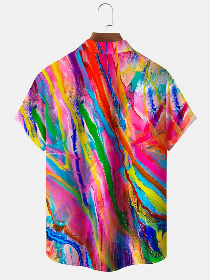 Alohadaddy® Abstract Texture Moisture Wicking Chest Pocket Hawaiian Men&