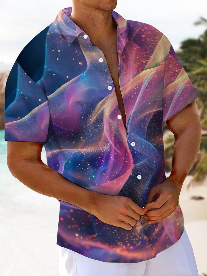 Alohadaddy® Casual Abstract Texture  Chest Pocket Stretch Oversized Men&