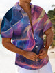 Alohadaddy® Casual Abstract Texture  Chest Pocket Stretch Oversized Men's Short Sleeve Shirt