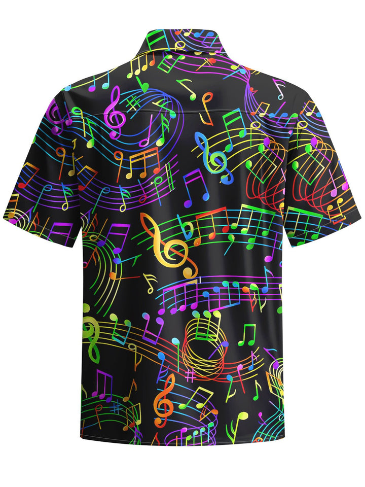 Alohadaddy® Casual Music Notes Printed Chest Pocket Men&