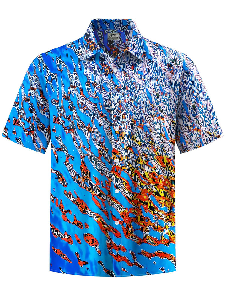 Alohadaddy® Casual Gradient Abstract Art Print Chest Pocket Men&