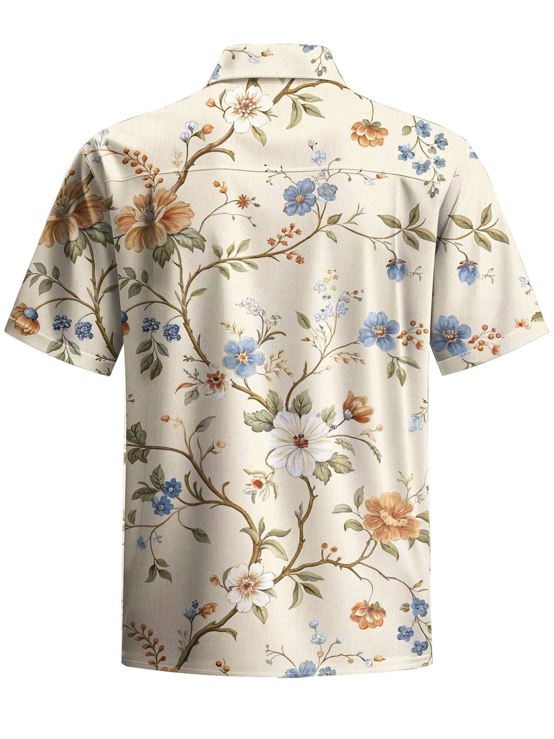 Alohadaddy® Vintage Hawaiian Floral Art Print Chest Pocket Mens Short Sleeve Shirt Big &amp; Tall