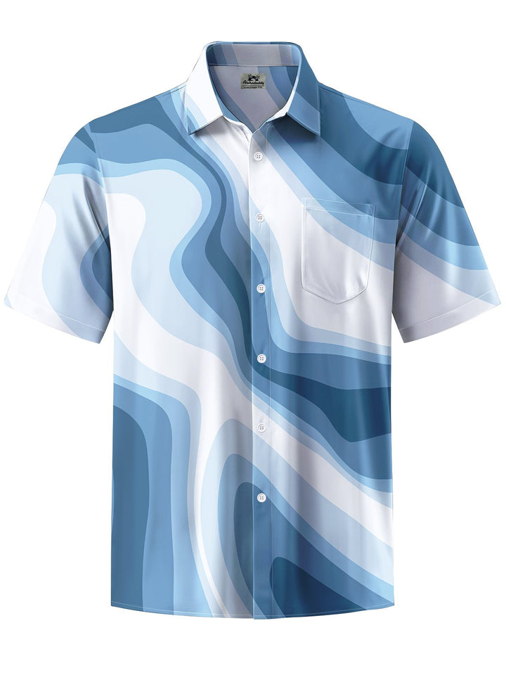 Alohadaddy® Casual Geometric Art Print Chest Pocket Men&