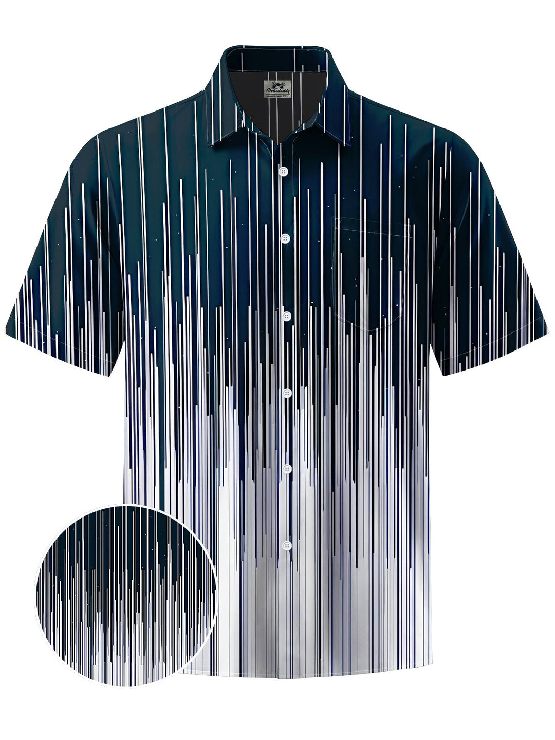 Alohadaddy® Casual Stripes Art Print Moisture Wicking Chest Pocket Mens Short Sleeve Shirt Big &amp; Tall