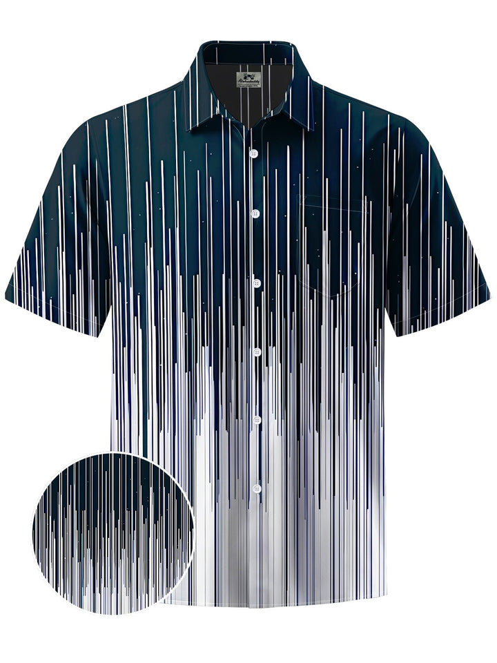 Alohadaddy® Casual Stripes Art Print Moisture Wicking Chest Pocket Mens Short Sleeve Shirt Big &amp; Tall