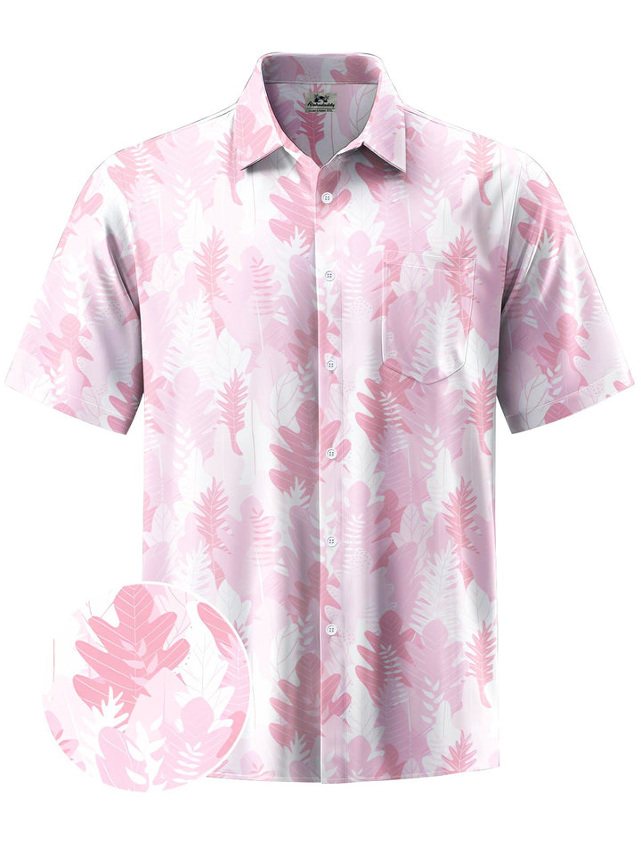 Alohadaddy® Hawaiian Leaf Art Print Chest Pocket Mens Short Sleeve Shirts Big &amp; Tall