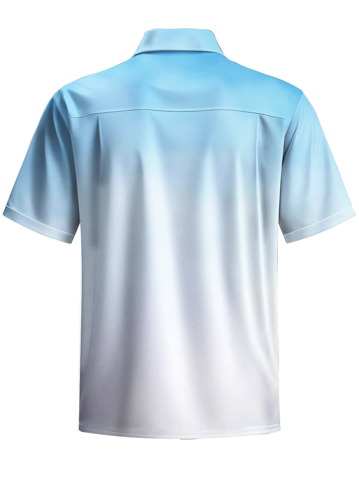 Alohadaddy® Hawaii Ombre Art Print Chest Pocket Mens Short Sleeve Shirt Big &amp; Tall