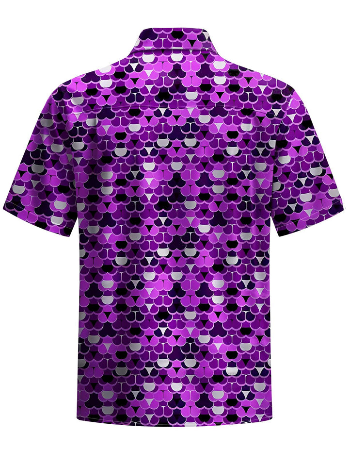 Alohadaddy® Casual Geometric Golf Art Print Chest Pocket Men&